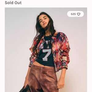 Free people WE THE FREE Forever Plaid patchwork flannel -Size XS